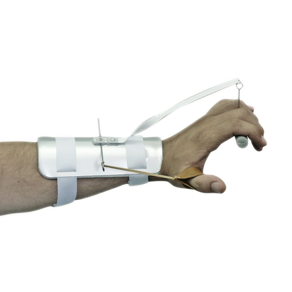 Orthèse de main dynamique pour mise en extension passive des doigts et pouce