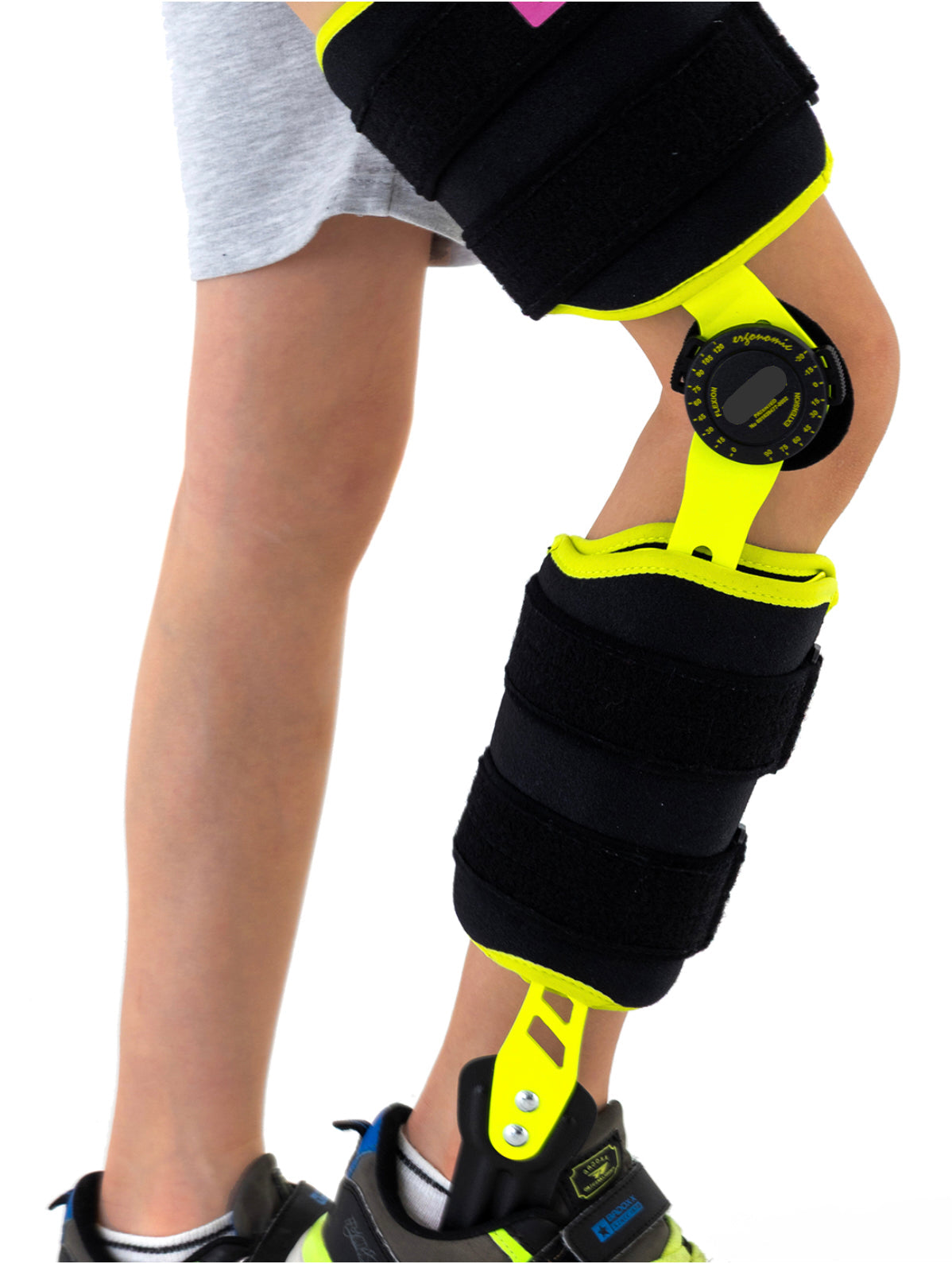 PAEDIATRIC KNEE BRACE WITH RANGE OF MOTION ADJUSTMENT AND FOOT STIRRUP-1