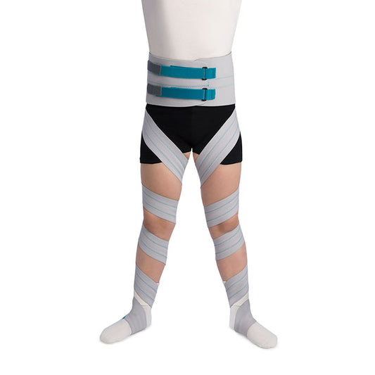 Attelle-bandage de dérotation tibio-fémorale bi-latérale ou mono-latéral