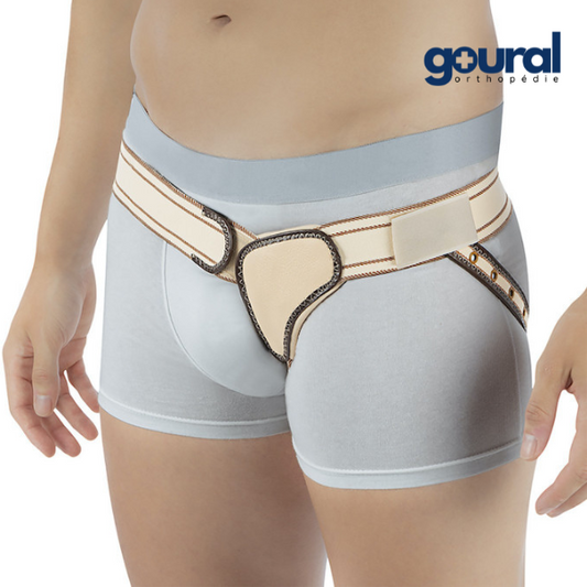 Bandage herniaire latéral renforcé à fermeture velcro