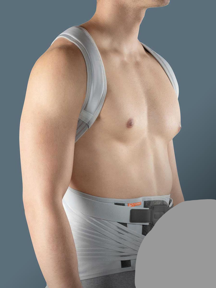 Padded dorso-lumbar orthopaedic orthosis with a reinforced structure