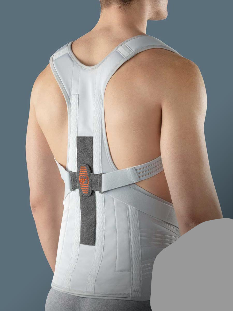 Padded dorso-lumbar orthopaedic orthosis with a reinforced structure