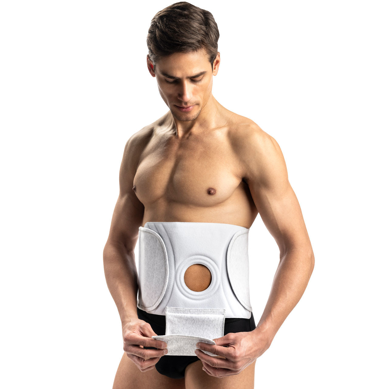 Abdominal support belt for ostomy