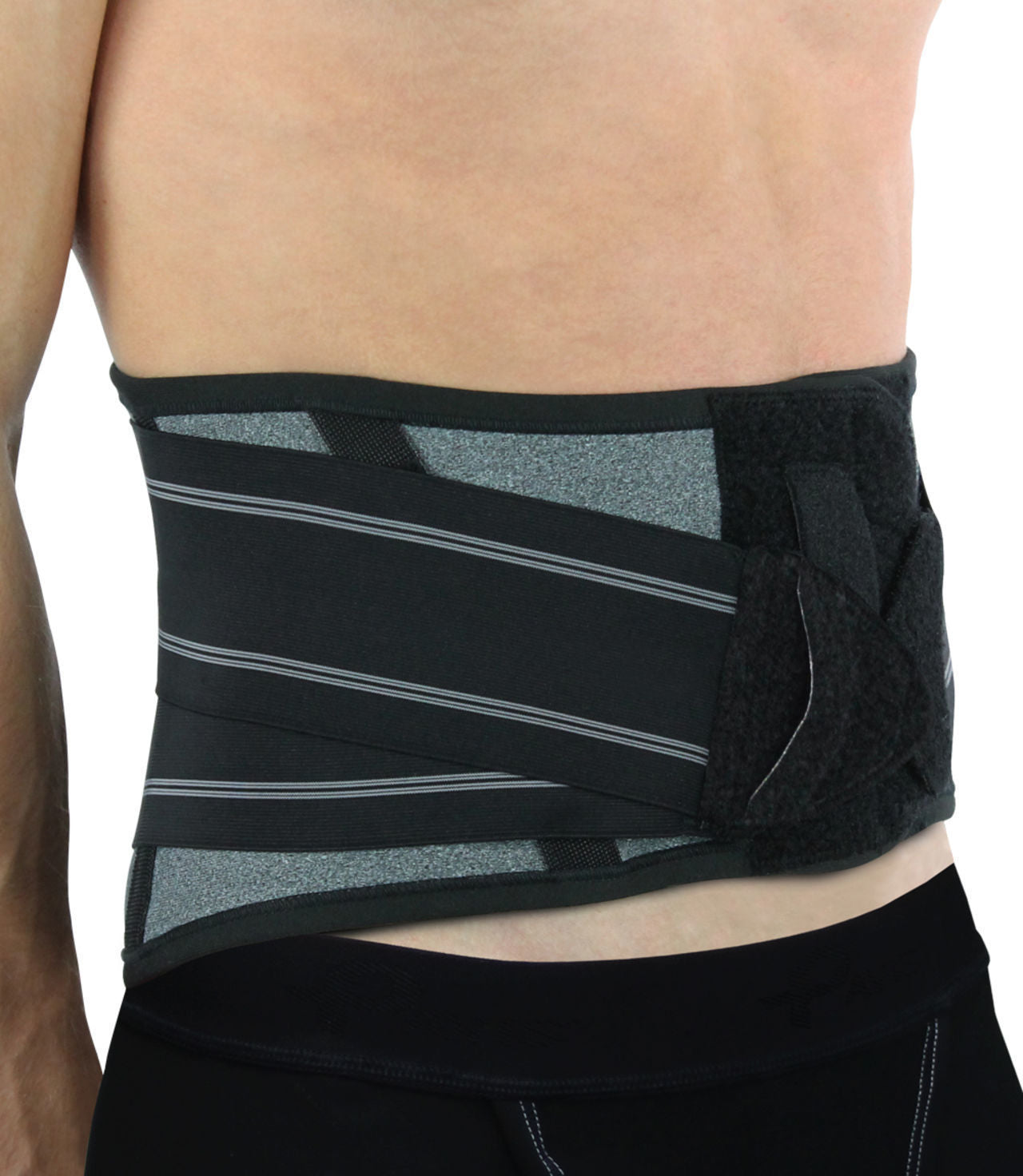 "Stays in place" lumbar support belt