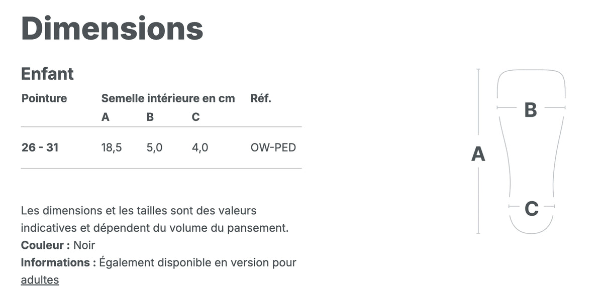 Chaussure de décharge partielle de l'avant-pied OrthoWedge pédiatrique