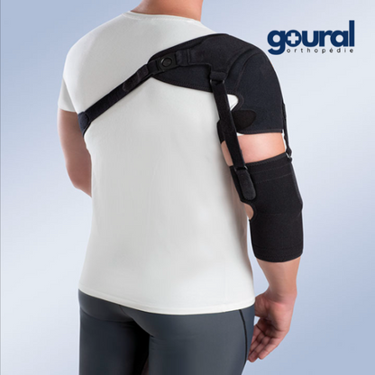 Neurological shoulder brace with arm and forearm support straps