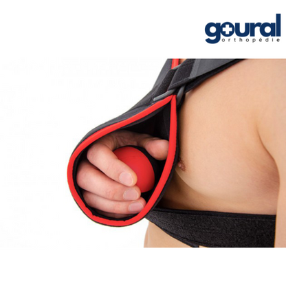 Shoulder brace with vascularization ball without support on the shoulder to be treated