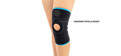 Genus patella window knee brace and patella centering