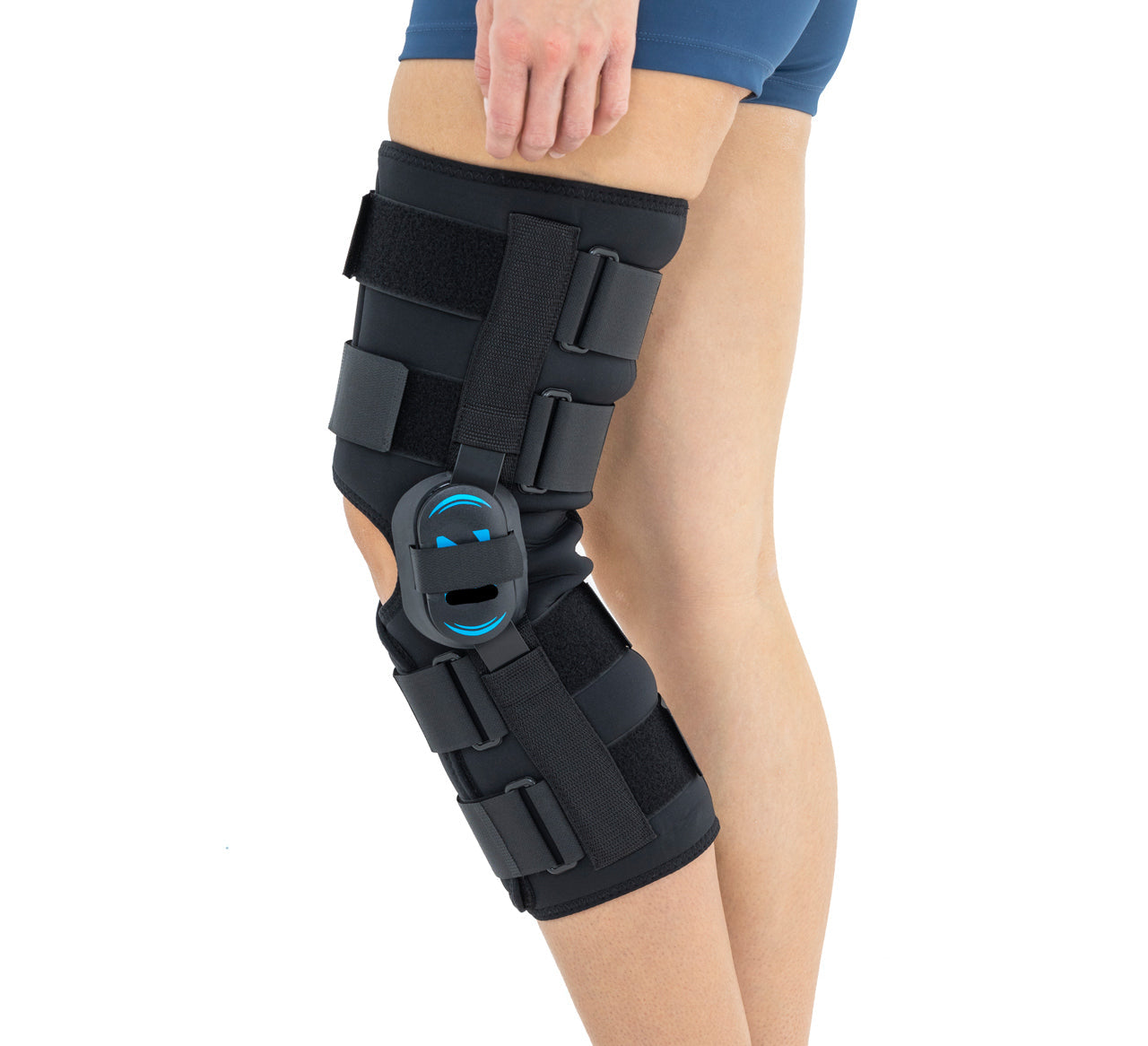 Genouillère ligamentaire longue avec baleines rigides articulées asymétriques exclusives goural Activ pren 2Ri