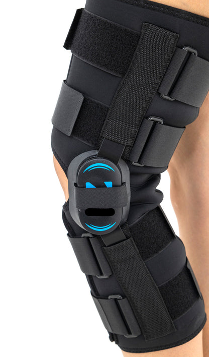 Genouillère ligamentaire longue avec baleines rigides articulées asymétriques exclusives goural Activ pren 2Ri