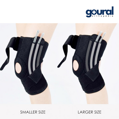 Ligament and patellar knee brace with full opening and removable stays
