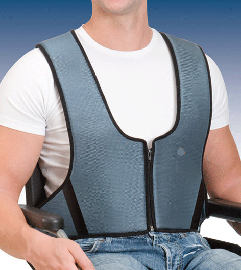 Harnais-gilet de maintien au fauteuil à fermeture zip sans support périnéal