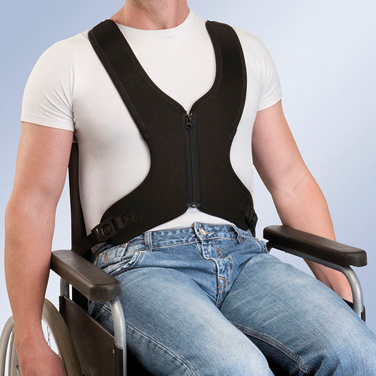 Harnais gilet technique fermeture zip pour maintien sur fauteuil roulant