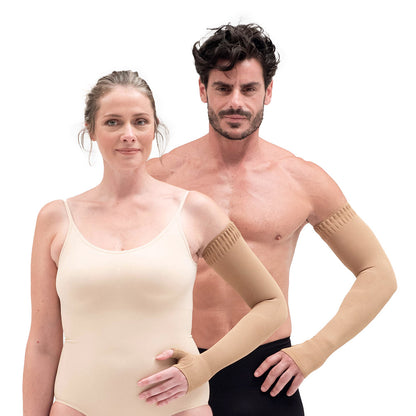 Manchon avec mitaine compresssif pour lymphoedème des membres (Cl. 2 23/32 mmHg)