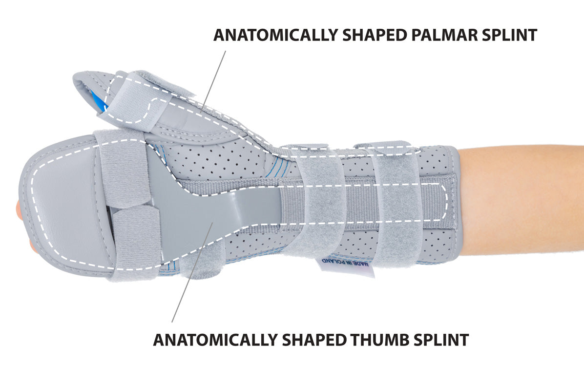 Orthèse d'immobilisation poignet main doigts avec pouce pédiatrique