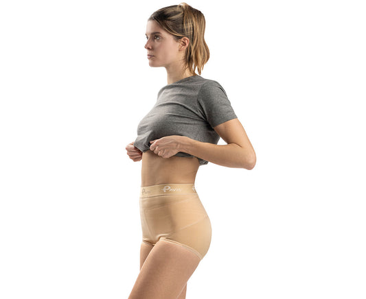 Gaine-slip de maintien abdominal et/ou réduction de hernie inguinale Erniablock Lady