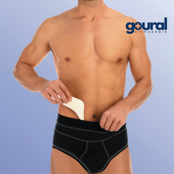 Hernia briefs with low-cut thighs for inguinal hernia reduction (with pads) Alta